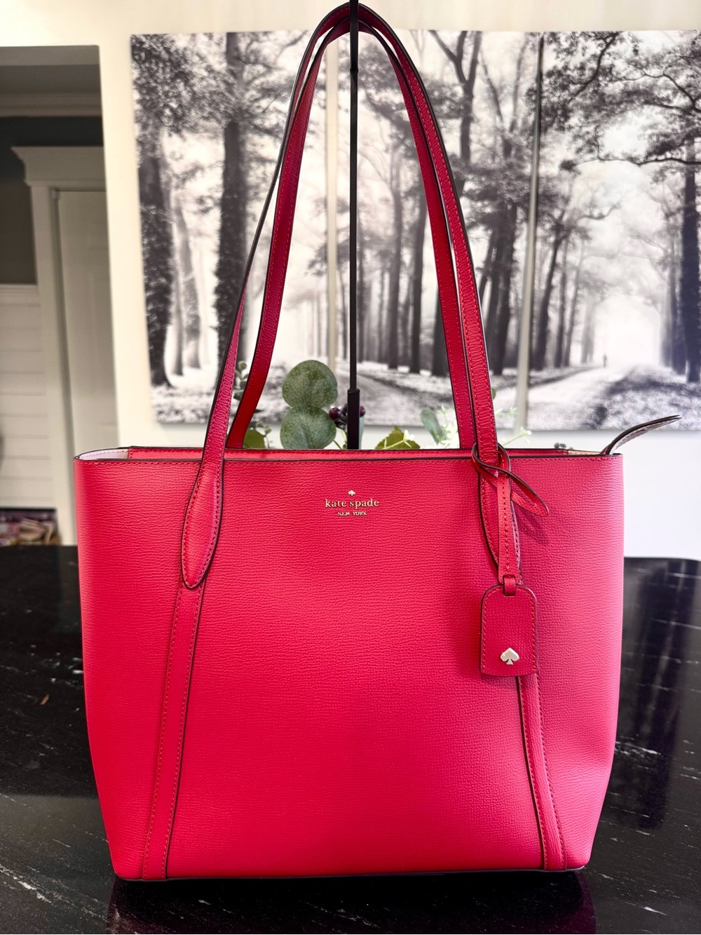 ❤️Kate Spade All Day Large Zip Top Tote Cherry Red Pebbled Leather Shoulder Bag